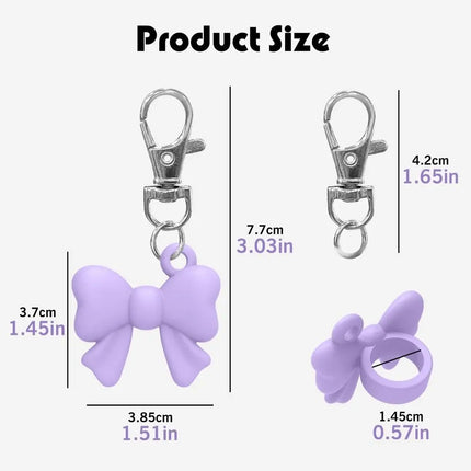 Silicone Lip Balm Holder Bowknot with Keyring Lipgloss Sleeve Portable Colorful Keychain Lip Gloss Cap for Summer Fridays