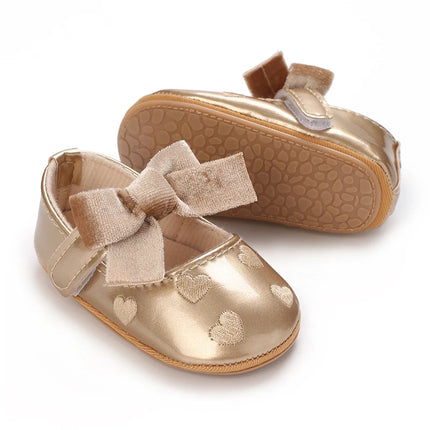 Spring and Autumn Embroidered Peach Heart Step Bow-knot Baby Shoes 0-1 Year Old Hand held Male and Female Baby Soft Bottom