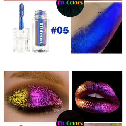Glossy Metallic Eyeshadow Lipstick Set Liquid Glitter Pigment Optical Chameleon Face Beauty Makeup Cosmetic