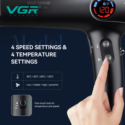VGR Hair Dryer Professional Hair Dryer Machine Negative Ion Air Blower BLDC Motor 110000 RPM Hair Salon for Household Use V-469