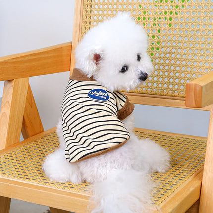 Vintage Small Vest Pet Clothes Dog Cat Anti-hair Loss Summer Sleeveless Coffee Striped Jumper