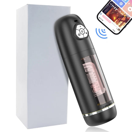 APP Male Masturbation Cup Auto Rotating Belt 10 Push Rotating Hands Free Electric Penis Pump Vision Sex Toy Male Sex Machine 18+
