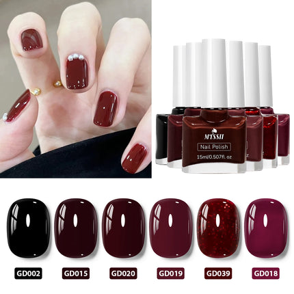 6pc 15ml Red Water-Based Peel Off Nail Polish Set Air Dry Easy to Apply Long Lasting Nail Art Manicure Vernis DIY for Home Salon