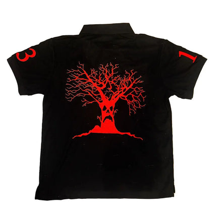 Haunted Mound Polo Shirt America Retro Street Hip Hop Short Sleeve Shirt Y2k Men Casual Embroidery Cotton Top Baseball Clothing