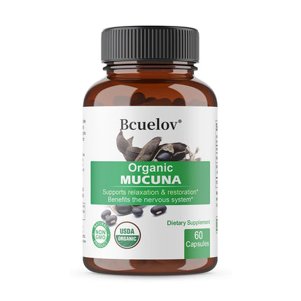 Organic Mucuna Capsules - Supports Relaxation and Well-Being - Natural Herbal Supplement for Nervous System Health