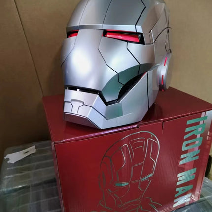 Silver Red MK5 pro Max Helmet Collectible Ornament - Voice Remote Control Automatic Functions Upgrade Version Ideal Gift
