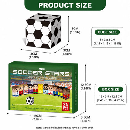 24Pcs Magnetic Building Blocks Cubes Educational STEM Toy for Kids Soccer Theme 3D DIY Construction ABS Magnetic Bricks
