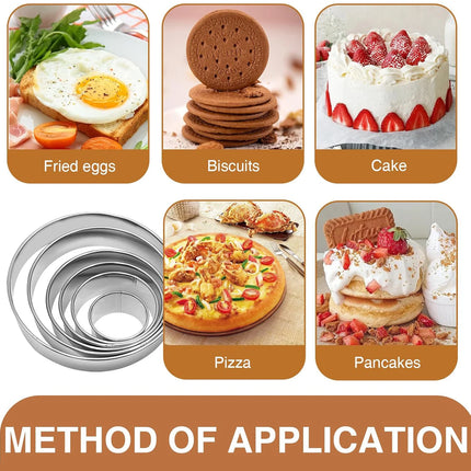 6PCS Stainless Steel Round Cookie Mold DIY Biscuit Cutter Dumpling Skin Cutting Mould Pastry Cake Baking Tool Kitchen Gadget