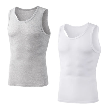2Pcs/Pack Men's Tank Top Sleeveless Gym T-Shirt Man Vest Solid Color Compression Undershirts Men Tops High-Quality Bamboo Fiber