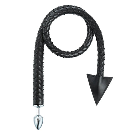 Metal Anal Plug PU leather Whip Anal Sex Devil Tail Cosplay Butt Plug Adult Games Anal Sex Toys for Couples Men and Women