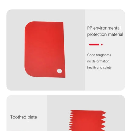 3pcs/set Red Decorating Tool Baking Dough Cutting Scraper Plastic Dough Scraper Thickened Three-Piece Cream Scraper