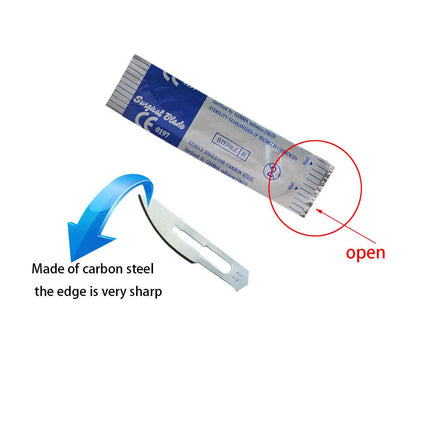 Sterile Surgical Scalpel Blades Individually Packaged, Carbon Steel 11 Extra Point & 23 Stainless Steel, Full Range of Sizes