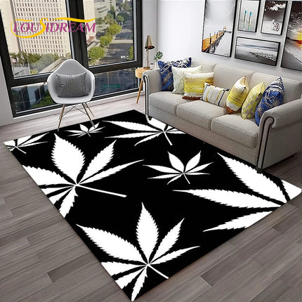 Weed Plants Maple Leaf Carpet Rug for Home Living Room Bedroom Sofa Playroom Doormat Kitchen Decor,Area Rug Non-slip Floor Mat