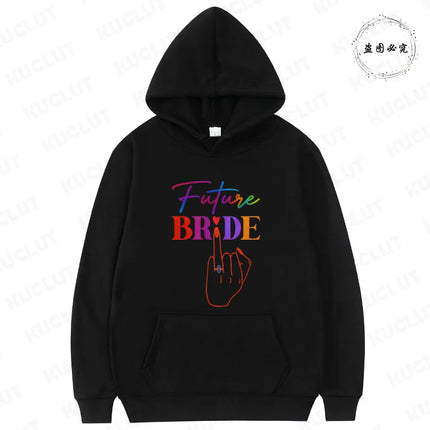 French Girls Hoodies: Future Bride & Team Bride Printed Pullover, Long Sleeve Sweatshirts for Bachelorette Party Single Farewell