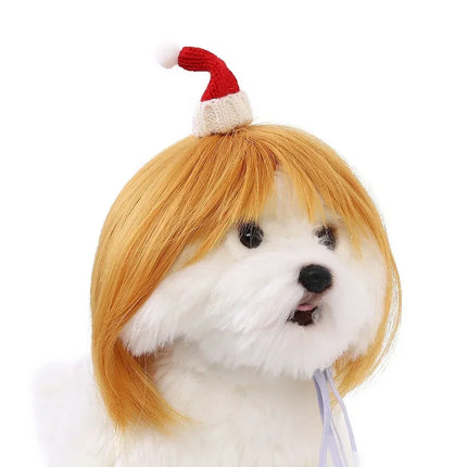 Pet Wig Dog Wig Pet Supplies Halloween Pet Accessories Curly Hair Straight Hair Cat Wig It can be DIY trimmed