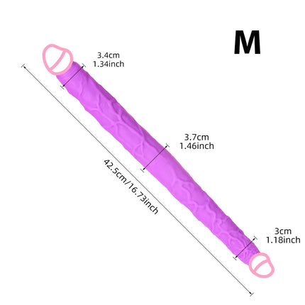 Dual-Ended Dildo for Women -Flexible Realistic Double Penetration Adult Toy, Soft Waterproof Phallus for Vaginal Anal Stimulatio