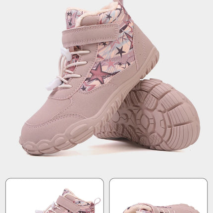 Waterproof Kids Barefoot Snow Boots 2025 New Wide Toe Winter Warm Fur Lined Shoes for Boys Girls Cold Weather Outdoor Sneakers