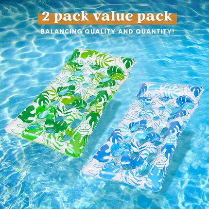 JOYFY 2Pack Adults Inflatable Pool Floats Mat with Headrest Sun Tanning Raft Lake Beach Swimming Pool Party Balloons Toys