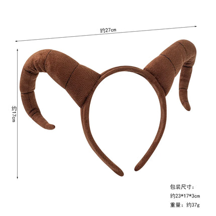 REEWES-Gazelle Goat Costume Wig,Brown Headband Accessories, Short Blonde Purple Wavy Synthetic Wigs,  Anime Cosplay, Drama Party