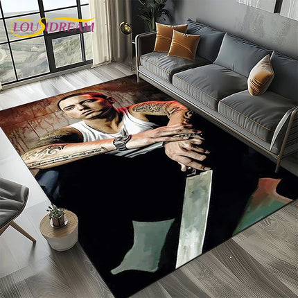 Rapper Eminem Tupac 2pac Hip-Hop Rap God Carpet Rug for Living Room Bedroom Home Sofa Decoration, Area Rug Non-slip Floor Mat