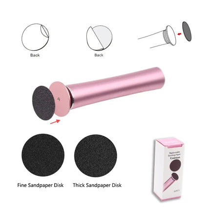 Rechargeable Electric Foot File Callus Remover with 60 Sandpaper Disks Aluminum Pedicure Tool Cordless Foot Care Machine Black P
