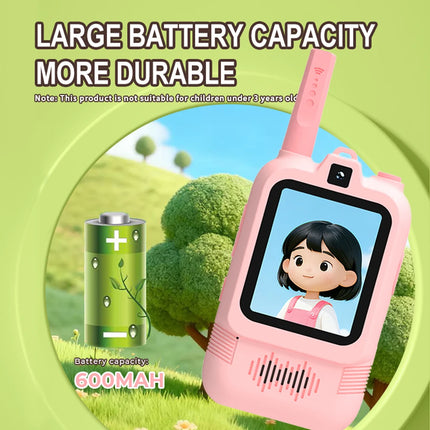 2 sets of children's video Walkie-Talkies, rechargeable video Walkie-Talkie toys for boys and girls ages 3-12 (Blue&Pink)