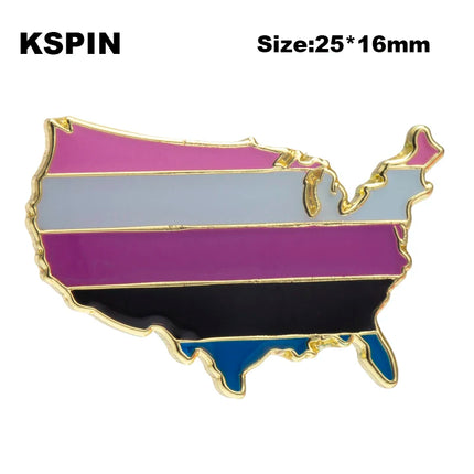 Gender Fluid heart shaped  Badge Symbol Pin Metal Badges Decorative Brooch Pins for Clothes Brooch Jewelry XY0325-2