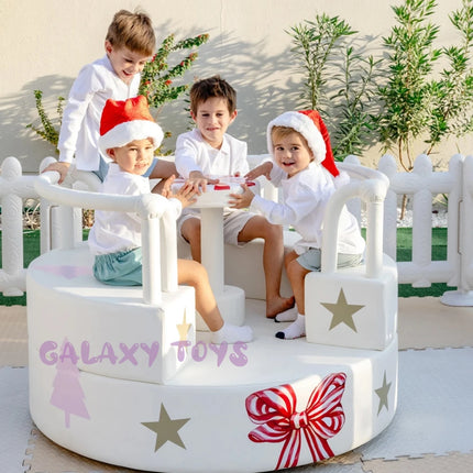 Pastel Color Kids' Amusement Ride for Soft Play Areas & Event Rentals Soft Play Rotating Carousel Toddler Ride-On Toy for Event