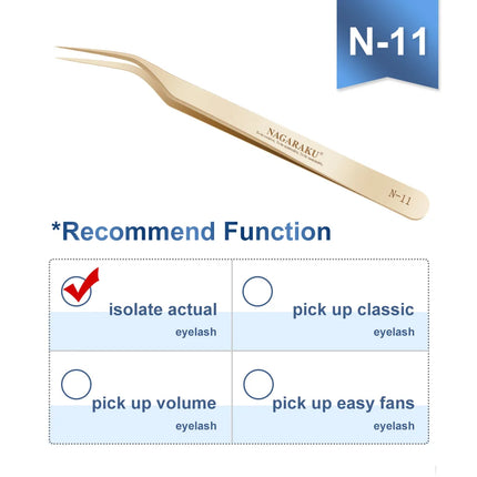 NAGARAKU Stainless Steel Straight Curved Nail Volume Eyelash Accurate Tweezers Nippers Pointed Clip Set Makeup Tools
