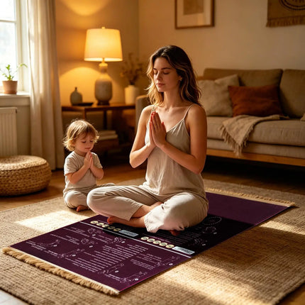 Foldable Step By Step Educational Prayer Mat Non-Slip Visual Instructions Guided Prayer Mat Portable Bilingual Guided Prayer Mat