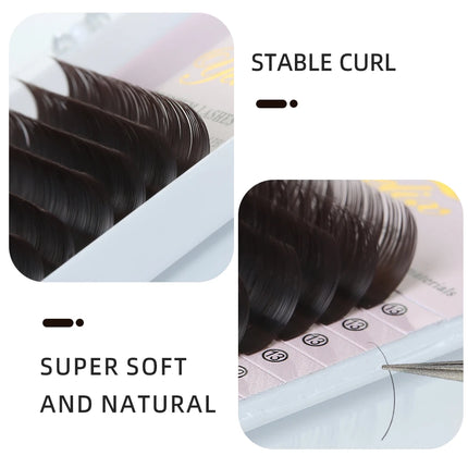 Yelix 16 Rows Dark Brown Premium Natural Individual Eyelashes Extensions Soft Classic Faux Cils Professional Supplies for Lash