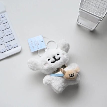 11cm Cute Korean Maltese Dog Plush Pendant Toy Soft Cartoon Puppy Stuffed Animal Keychain Doll Kids Birthday Gifts