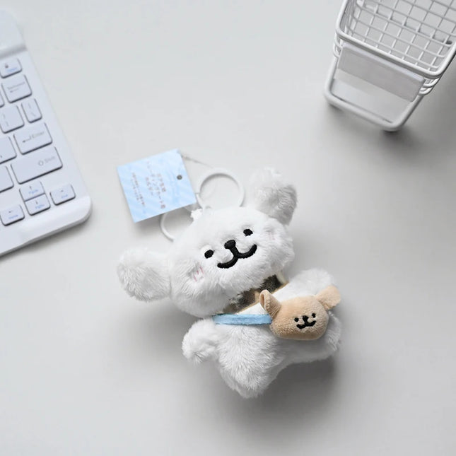 11cm Cute Korean Maltese Dog Plush Pendant Toy Soft Cartoon Puppy Stuffed Animal Keychain Doll Kids Birthday Gifts