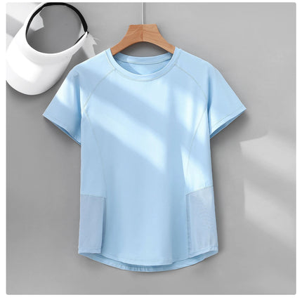 DRUR Sports Tops Women Quick Dry Workout Tshirt Running Yoga Gym Activewear Summer Short Sleeve Breathable Fitness Wear New