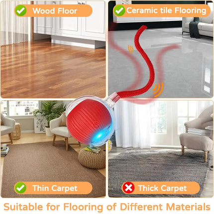 Cat Interactive Ball Toy Automatic Rolling Ball Faux Tail Rechargeable Smart Pet Electric Toy Dog Cat Training Imitate Mouse