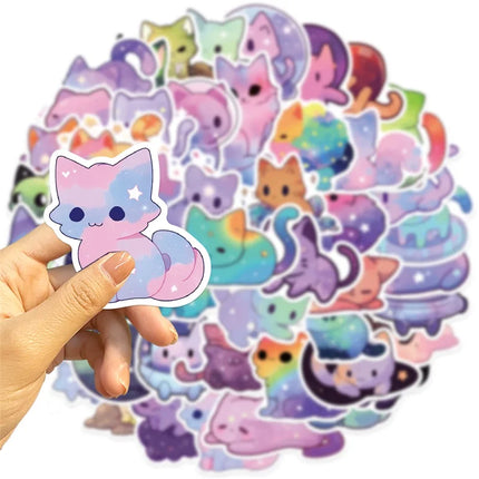 10/30/50PCS Cute Starry Sky Cat PVC Sticker Aesthetic Stationery Decoration Scrapbooking School Supplies