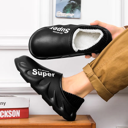 Women Men Winter Warm EVA Soft Sole Waterproof Slides Slippers Slip On Scuff Clogs Short Plush Platform House Shoes Indoor