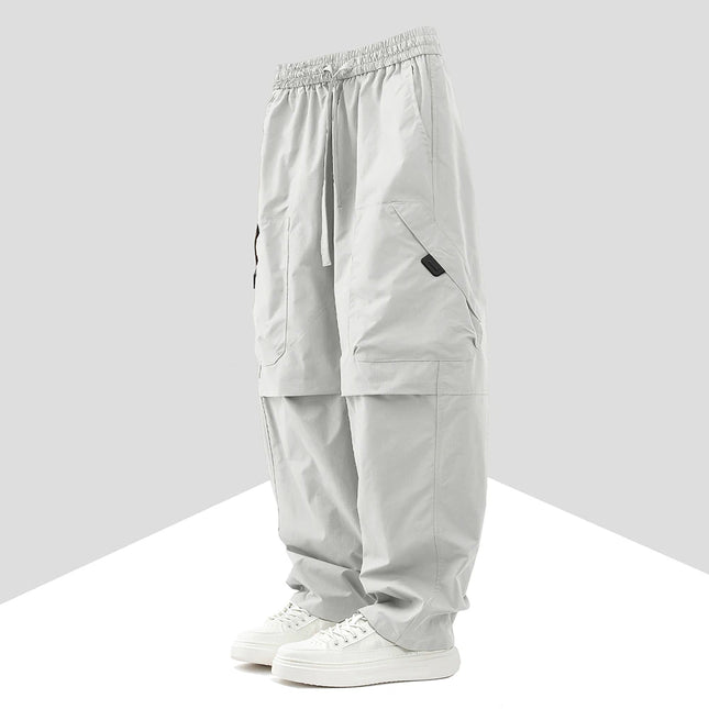 Summer  Pants Men Harajuku Japanese Style Loose Casual Pants Men Solid Comfortable Elastic Waist Trouser Outdoor Walking Hiking
