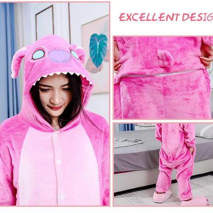 Kigurumi Stitch Animal Pajamas Unisex Adults Cartoon Onesies Pyjamas Halloween Christmas Family Party Homewear Costumes