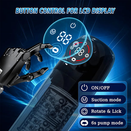 AIERLE Automatic 6 IN 1 7 Rotating Sucking Licking Modes Male Masturbator Vacuum Penis Pump Vagina Masturbation Sex Toy for Men