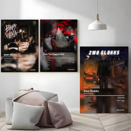 Glokk40Spaz Poster Stickers Mural Painting Self-Adhesive Wall Decals for Bedroom Living Room Home HD Decor Gift