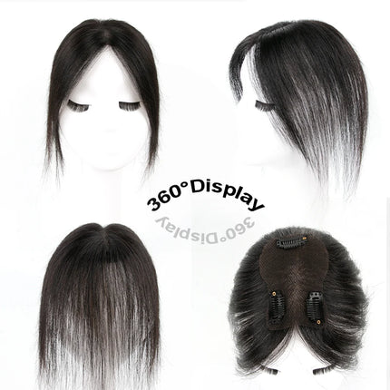 Summer Hair Topper For Thin Hairpart Breathable Handmade Lace Base Natural Human Hair Clip In Extensions 10inch 25cm Brown Black