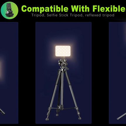 Minifocus Selfie Light, 60 LED 2200mAh Rechargeable Cell Phone Fill Light 7 Modes, 10-Level Brightness, Portable Clip on Light
