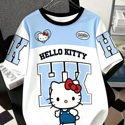 The bestseller Summer Men Women Unisex Short Sleeve T-Shirts Breathable Quick Drying Couple Casual T-shirt Hello Kitty HK Tee