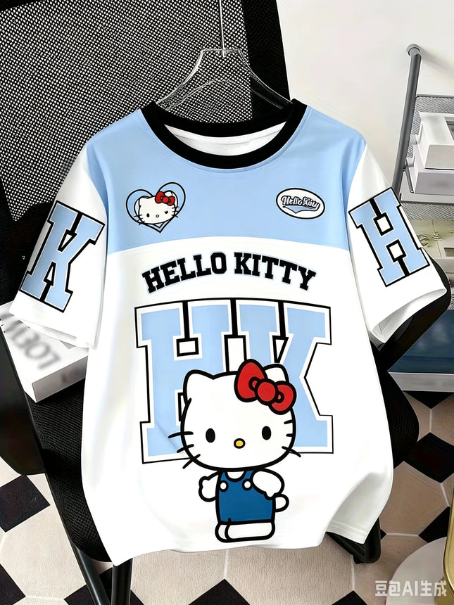 The bestseller Summer Men Women Unisex Short Sleeve T-Shirts Breathable Quick Drying Couple Casual T-shirt Hello Kitty HK Tee