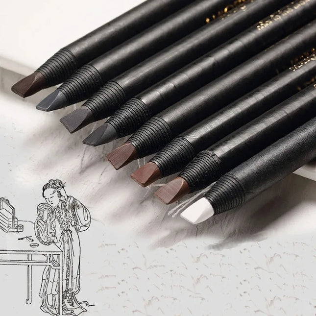 6PCS Haozhuang Eyebrow Pencil Brown Wholesale Cosmetic Pencil Product Natural Waterproof Long-Lasting Tattoo Brush Makeup Beauty