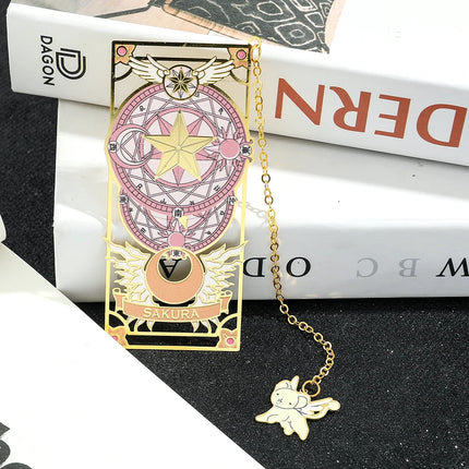 Kawaii Sweet Anime Card Cap tor Sakura Book Mark with Creberus Tassel Metal Bookmark for Women Girl Fans School Reading Supplies