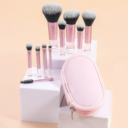 10pcs Mini Makeup Brush Set Powder Eyeshadow Foundation Blush Blender Concealer Beauty Makeup Tools Brush Professional Supplies