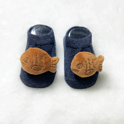 Kawaii Cotton Infant Toddler Baby Boys Girls Stitch Clothes Korean Cute Cartoon 3D Doll Newborn Rubber Anti-slip Floor Socks