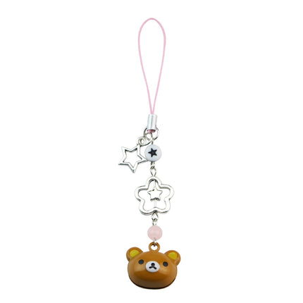 Handmadede Small Bell Bear Pendant Phone Charms Y2K Fairy Core Strawberry Rilakkuma Beaded Keychain Bag Accessories for Girls